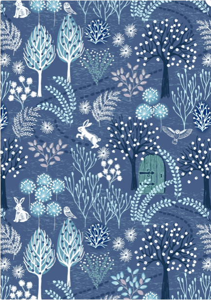 Secret Winter Garden A656.2 Mid Denim Blue Forest Bunnies by Lewis & Irene fabrics Secret Winter Garden A656.2 Mid Denim Blue Forest Bunnies by Lewis & Irene fabrics
