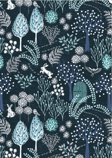 Secret Winter Garden A656.3 Navy Blue Forest Bunnies by Lewis & Irene fabrics Secret Winter Garden A656.3 Navy Blue Forest Bunnies by Lewis & Irene fabrics