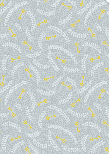 Secret Winter Garden A657.1 Silver Grey Metallic Keys by Lewis & Irene fabrics Secret Winter Garden A657.1 Silver Grey Metallic Keys by Lewis & Irene fabrics