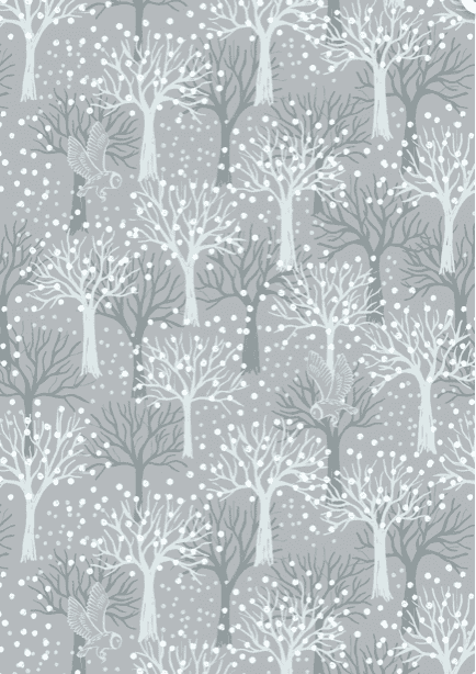 Secret Winter Garden A660.1 Silver Grey Tree Owls by Lewis & Irene fabrics Secret Winter Garden A660.1 Silver Grey Tree Owls by Lewis & Irene fabrics