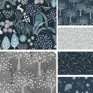 Secret Winter Garden MIDNIGHT 6 x FQ BUNDLE by Lewis & Irene fabrics Secret Winter Garden MIDNIGHT 6 x FQ BUNDLE by Lewis & Irene fabrics