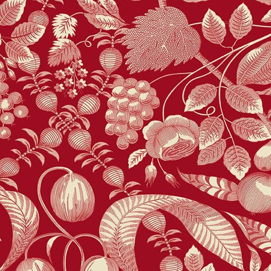 Strawberries & Cream 354R Valley Candy Red floral fabric by Edyta Sitar for Laundry Basket Quilts Strawberries & Cream 354R Valley Candy Red floral fabric by Edyta Sitar for Laundry Basket Quilts
