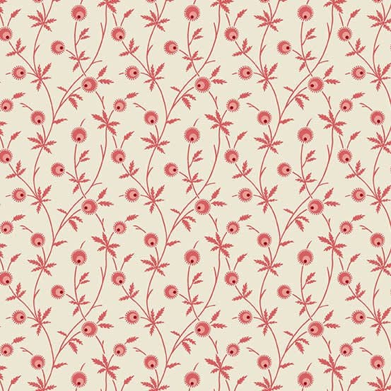Strawberries & Cream 359LE Cedar Magnolia Red cream fabric by Edyta Sitar for Laundry Basket Quilts Strawberries & Cream 359LE Cedar Magnolia Red cream fabric by Edyta Sitar for Laundry Basket Quilts