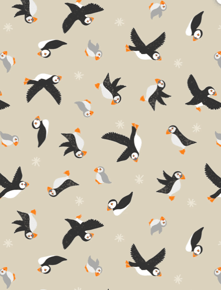 Puffin Bay A688.1 Puffins on dark cream by Lewis & Irene fabrics Puffin Bay A688.1 Puffins on dark cream by Lewis & Irene fabrics