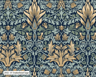 V & A Winter Garden 293201 Snakeshead Sage green by William Morris for Make+Believe fabrics V & A Winter Garden 293201 Snakeshead Sage green by William Morris for Make+Believe fabrics