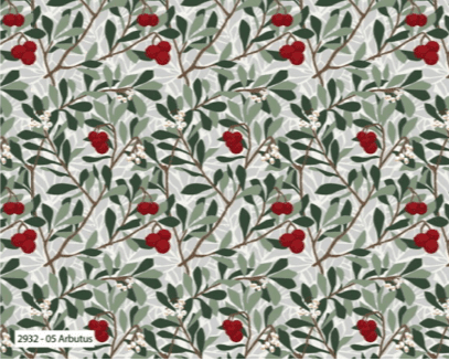 V & A Winter Garden 293205 Arbutus Red Green by William Morris for Make+Believe fabrics V & A Winter Garden 293205 Arbutus Red Green by William Morris for Make+Believe fabrics