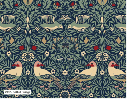 V & A Winter Garden 293204 Bird Foliage Multi Green by William Morris for Make+Believe fabrics V & A Winter Garden 293204 Bird Foliage Multi Green by William Morris for Make+Believe fabrics