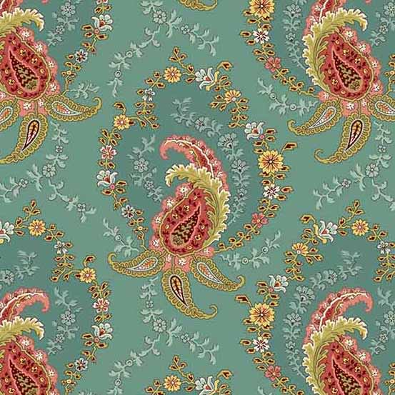 Primrose 522T Paisley Teal Blue by Edyta Sitar for Laundry Basket Quilts Primrose 522T Paisley Teal Blue by Edyta Sitar for Laundry Basket Quilts