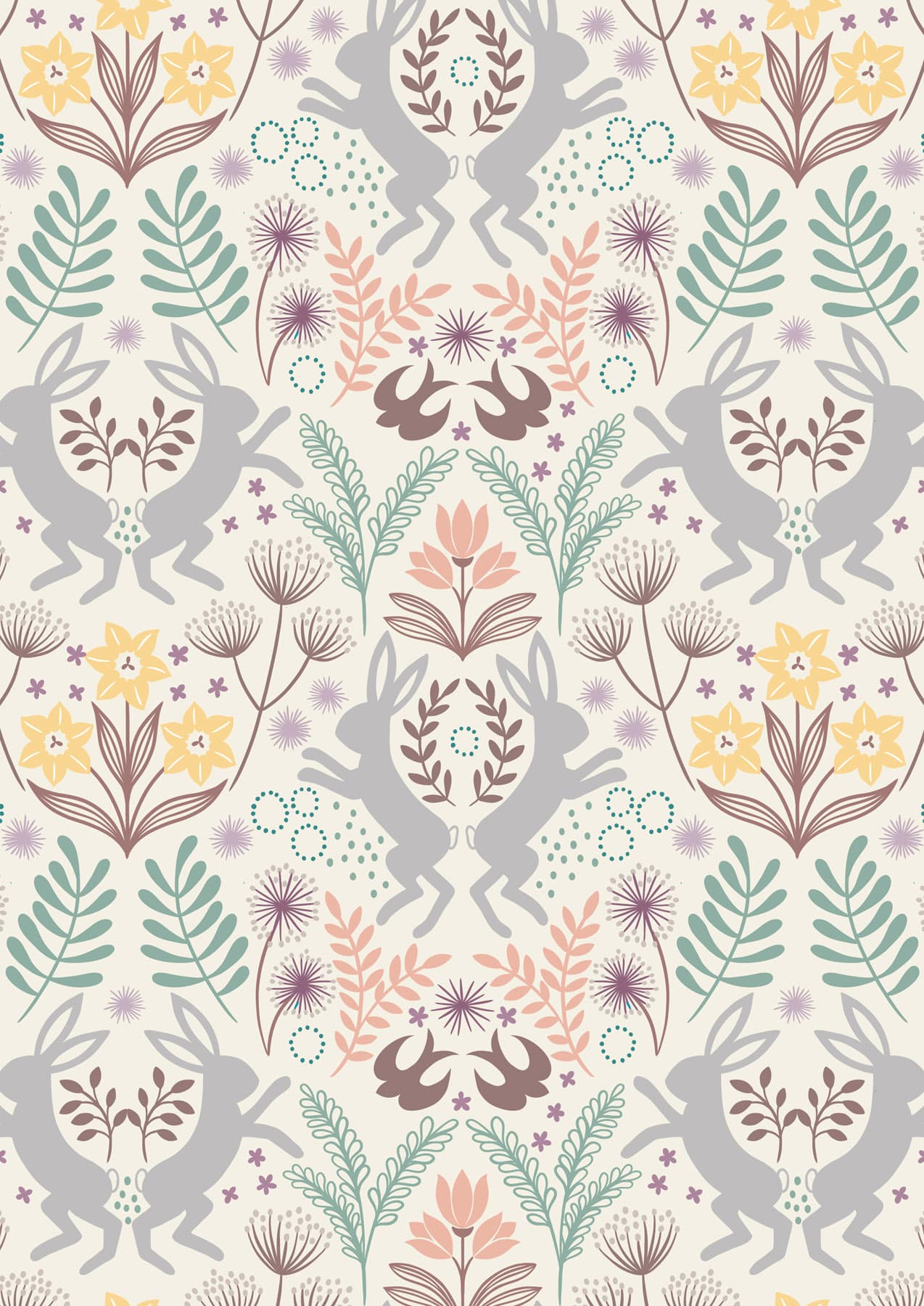 Spring Hare A725.1 Spring Hare on cream by Lewis & Irene fabrics Spring Hare A725.1 Spring Hare on cream by Lewis & Irene fabrics