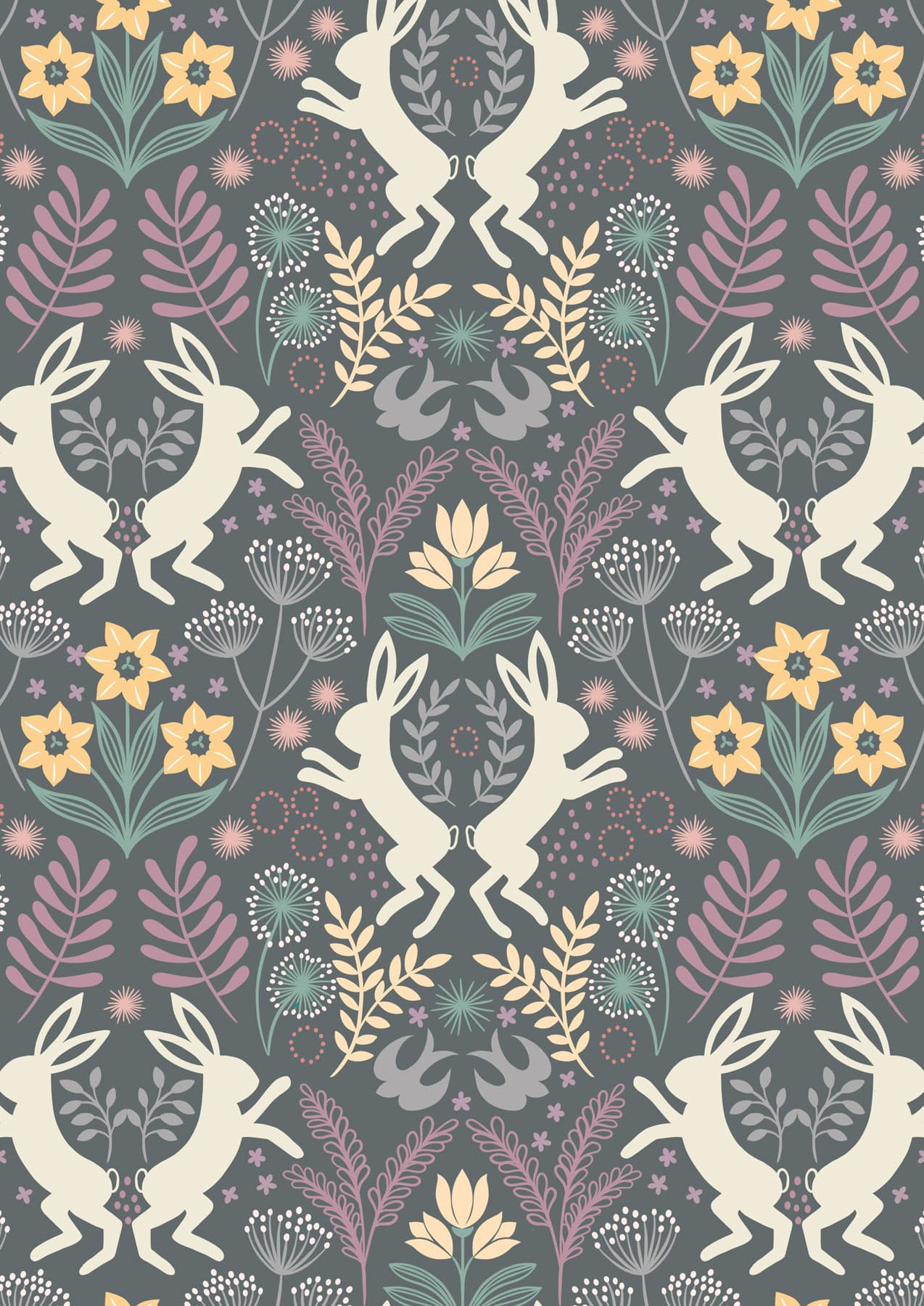 Spring Hare A725.3 Spring Hare on dark grey by Lewis & Irene fabrics Spring Hare A725.3 Spring Hare on dark grey by Lewis & Irene fabrics