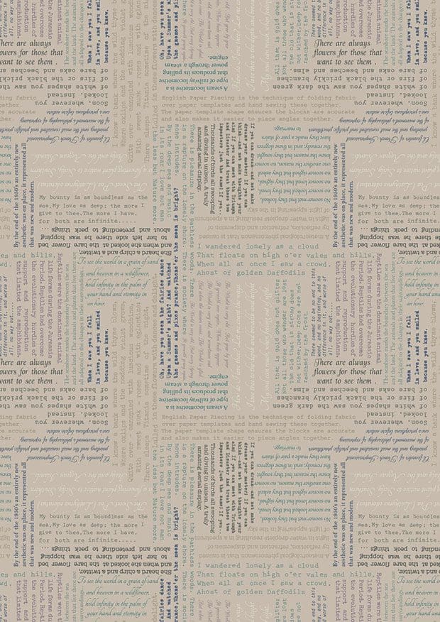 Bookworm A551.3 Text on beige fabric by Lewis & Irene Bookworm A551.3 Text on beige fabric by Lewis & Irene
