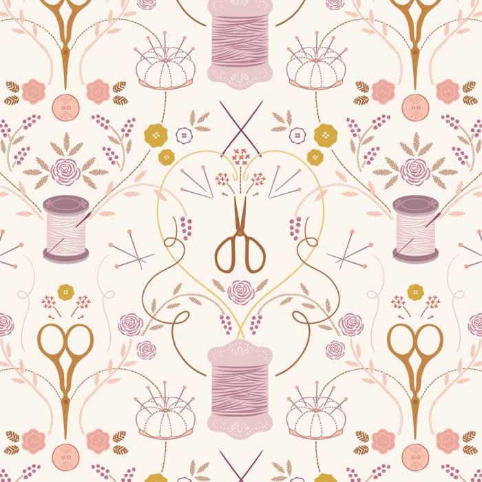 Memory Made CC16.1 Stitch in Time on cream fabric by Lewis & Irene Memory Made CC16.1 Stitch in Time on cream fabric by Lewis & Irene