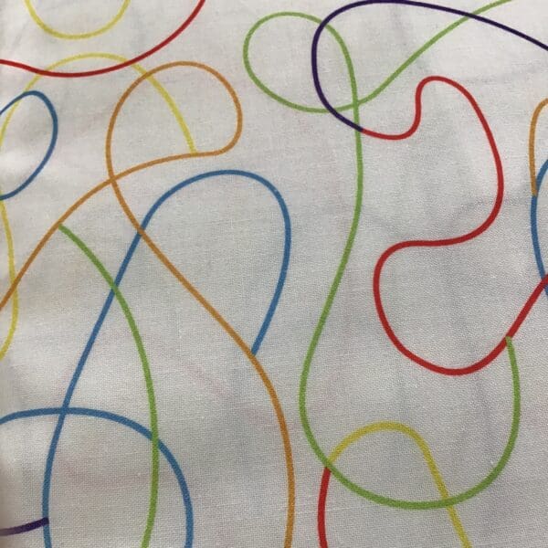 Squiggle 785501 Rainbow on White Extra wide 108" wide backing fabric