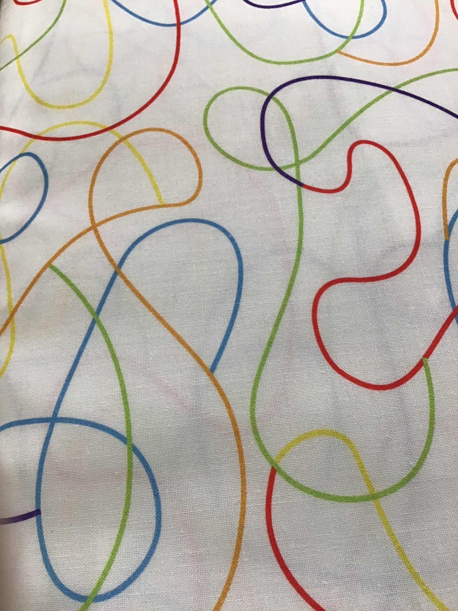 Squiggle 785501 Rainbow on White Extra wide 108″ wide backing fabric Squiggle 785501 Rainbow on White Extra wide 108" wide backing fabric