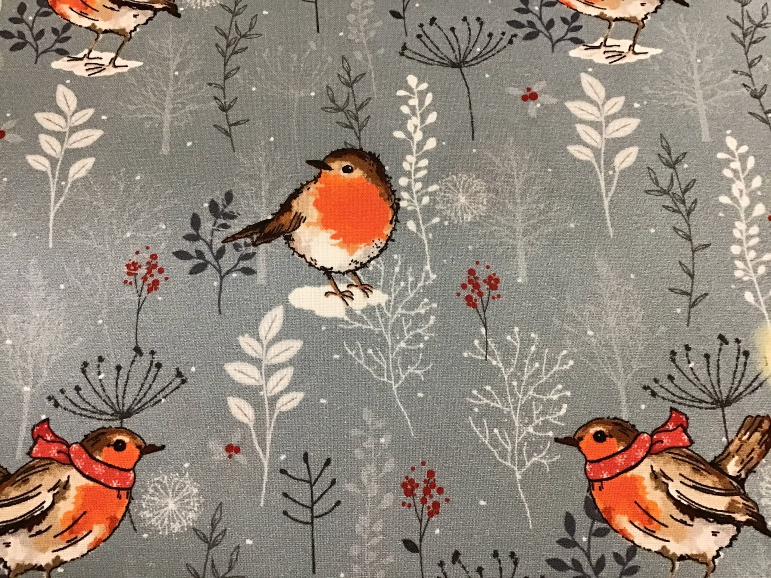 Winter Moon 80970102 Robins on blue by Nutex fabrics Winter Moon 80970102 Robins on blue by Nutex fabrics