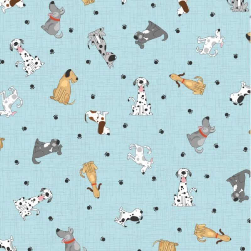 Canines & Felines 81100101 Dogs on blue fabric by Nutex Canines & Felines 81100101 Dogs on blue fabric by Nutex