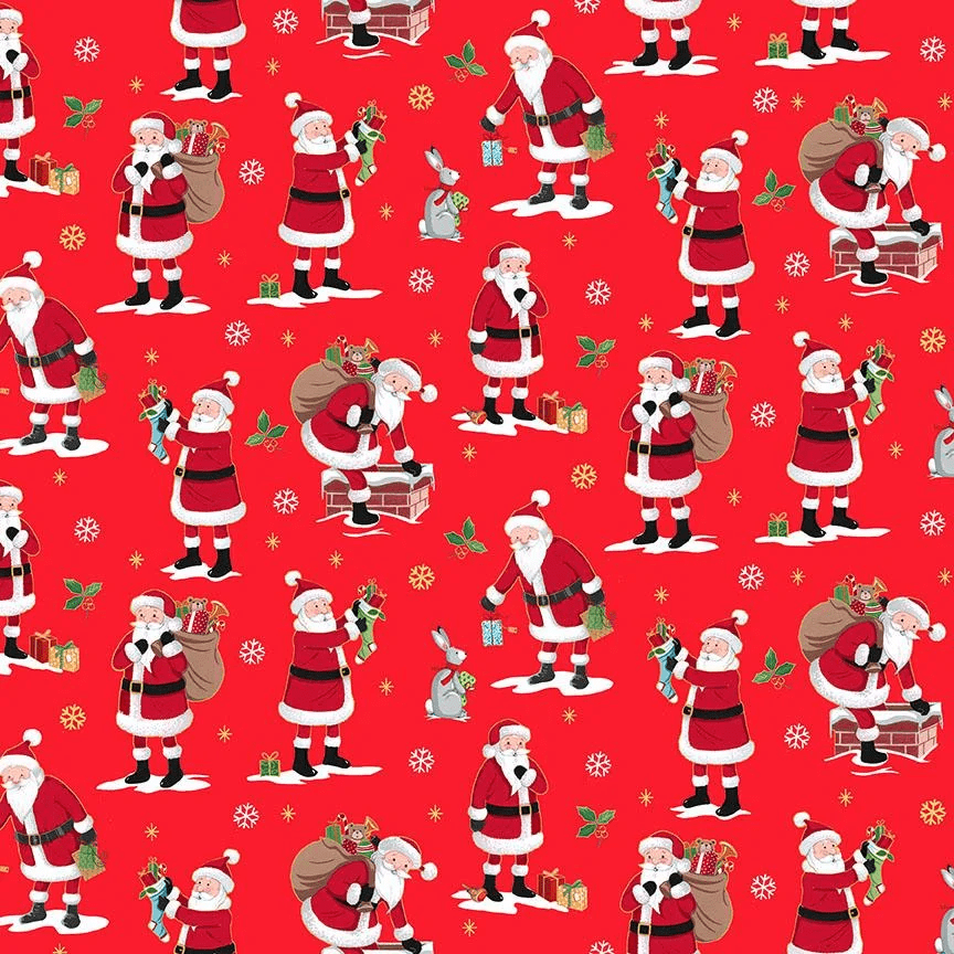 2480R Merry Santa Red Christmas Fabric by Makower Merry