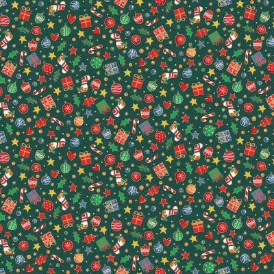 2585G Santa Mini Scatter Green Christmas Fabric by Makover 2585G Santa Mini Scatter Green Christmas Fabric by Makover