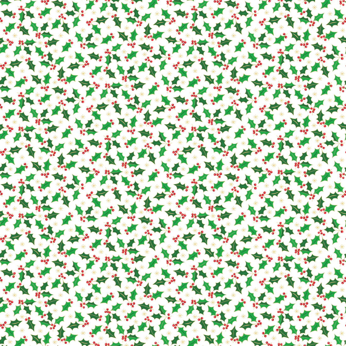 2584W Santa Holly White Christmas fabric by Makower 2584W Santa Holly White Christmas fabric by Makower