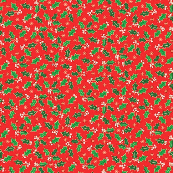 2584R Santa Holly Red Christmas fabric by Makower 2584R Santa Holly Red Christmas fabric by Makower