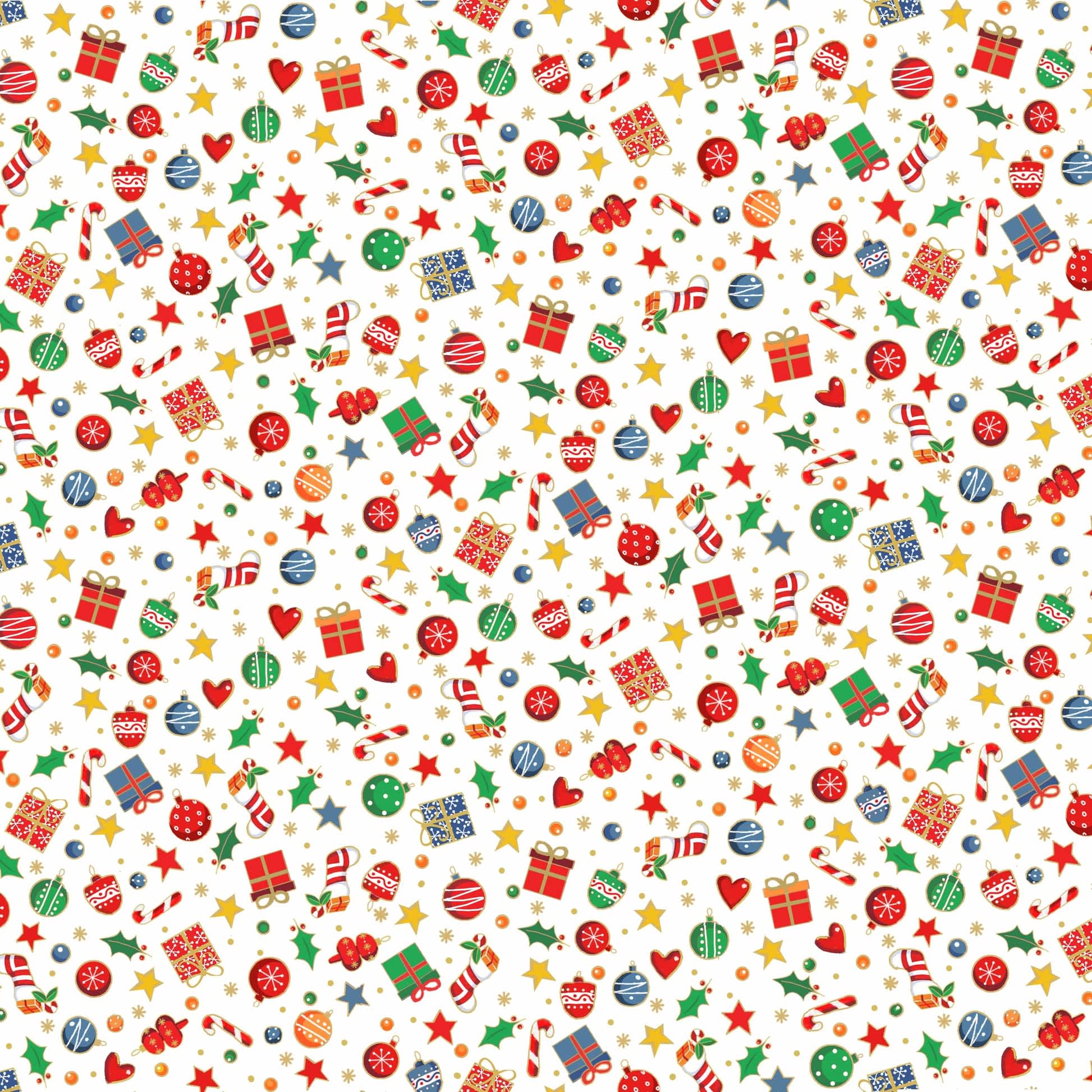 2585W Santa Mini Scatter White Christmas Fabric by Makower 2585W Santa Mini Scatter White Christmas Fabric by Makower