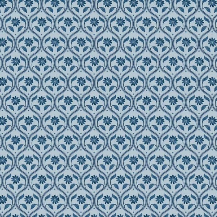 Brensham A752.2 Floral trellis on french blue fabric by Lewis & Irene Brensham A752.2 Floral trellis on french blue fabric by Lewis & Irene