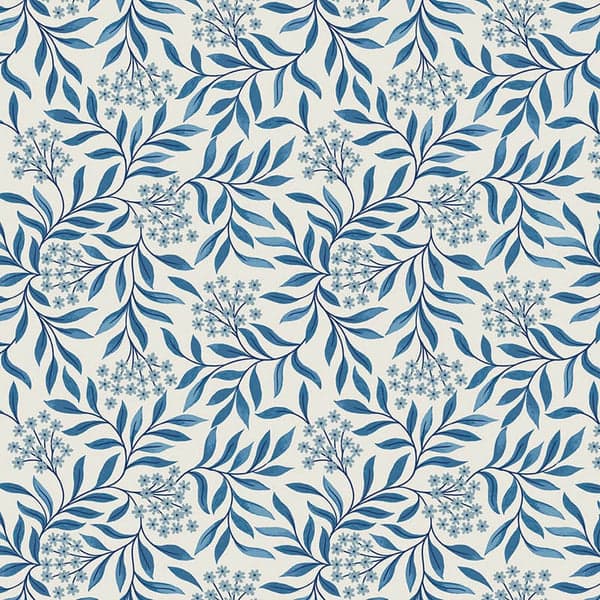 Brensham A751.1 Floral leaves on deep cream fabric by Lewis & Irene Brensham A751.1 Floral leaves on deep cream fabric by Lewis & Irene