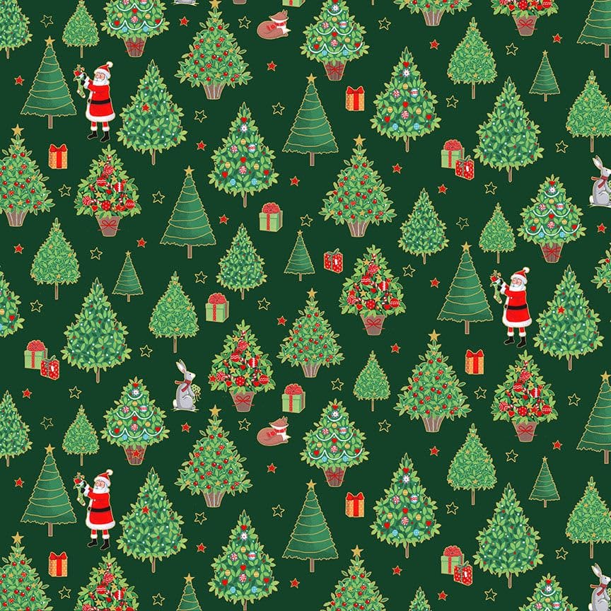 2481G Merry Christmas Trees Green Fabric by Makover 2481G Merry Christmas Trees Green Fabric by Makover