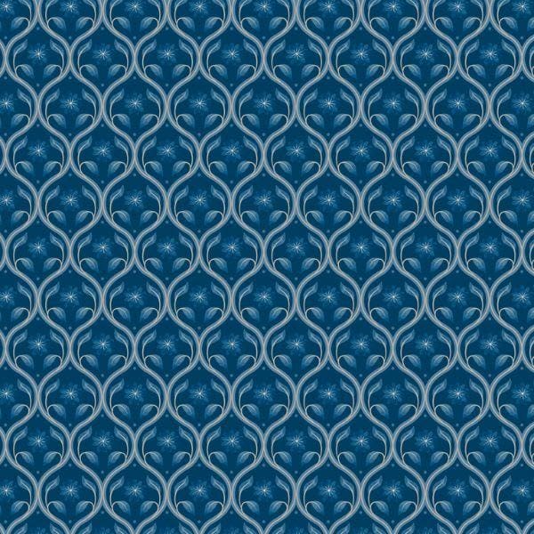 Brensham A752.3 Floral trellis on dark blue fabric by Lewis & Irene Brensham A752.3 Floral trellis on dark blue fabric by Lewis & Irene