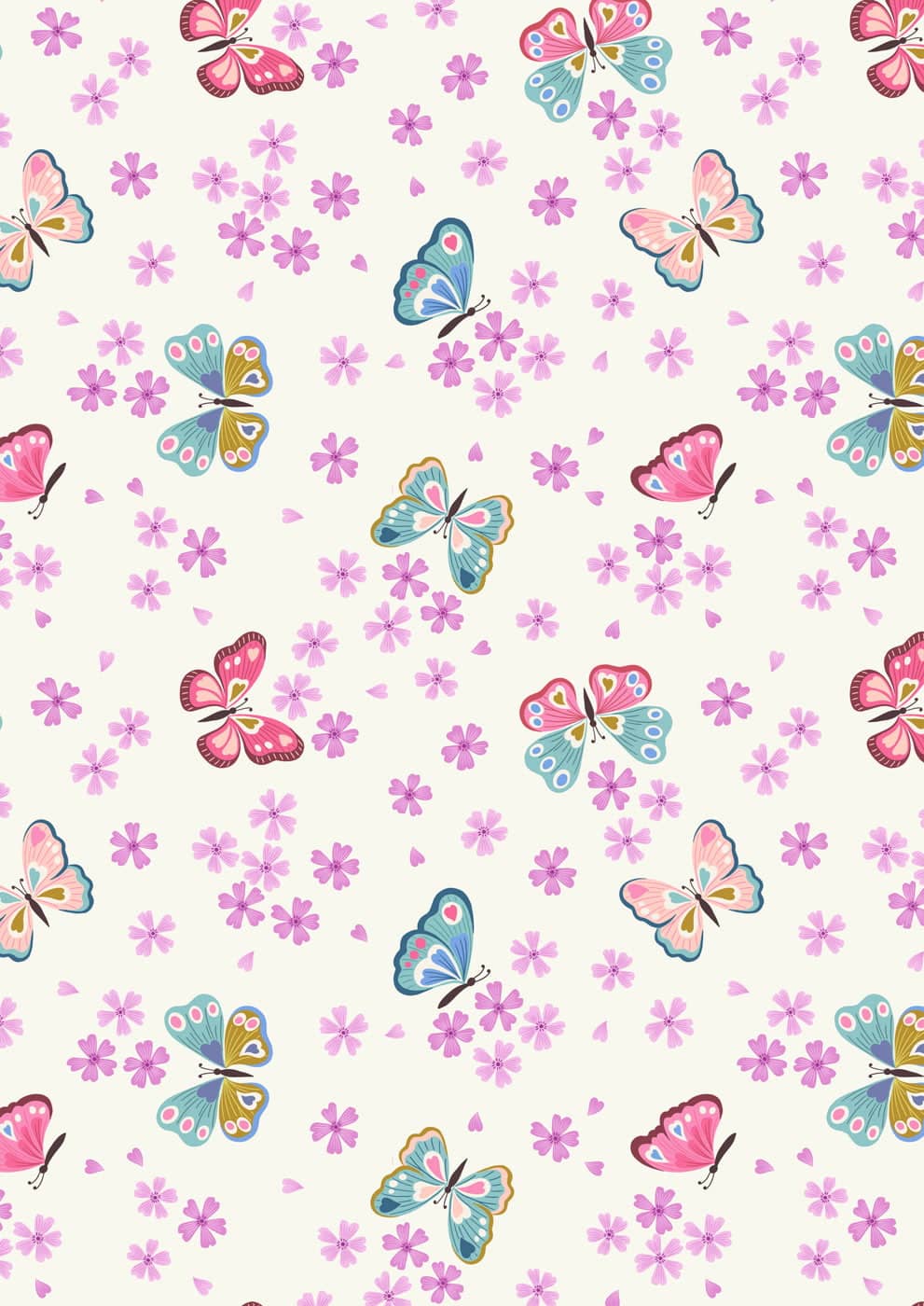 Love Blooms A523 C#1 Butterflies and small pink flowers on white background Lewis and Irene Love Blooms A523 C#1 Butterflies and small pink flowers on white background Lewis and Irene