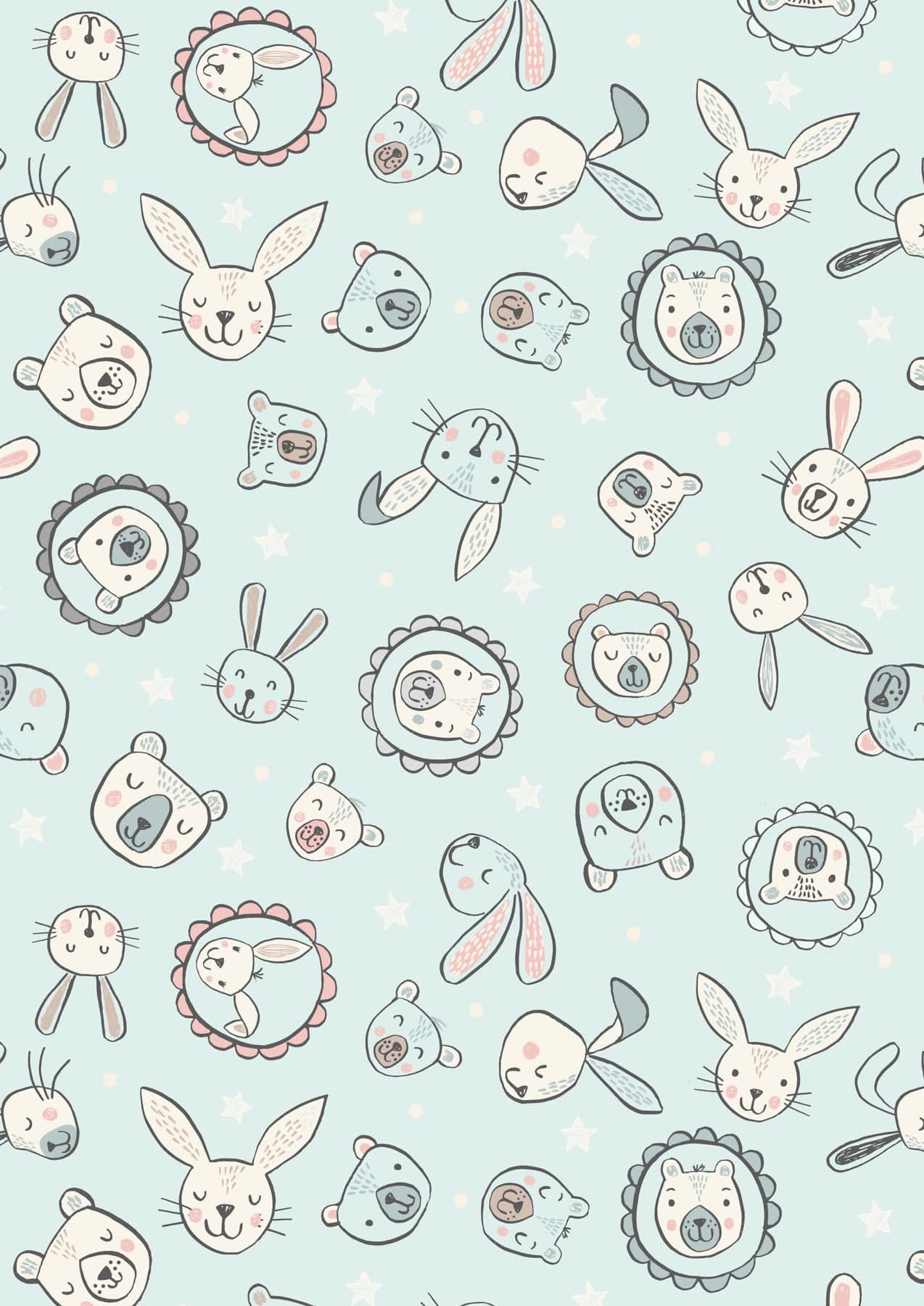 Bella Bunny & Bear A649.1 Bunny Faces on Pale Blue by Lewis & Irene fabrics Bella Bunny & Bear A649.1 Bunny Faces on Pale Blue by Lewis & Irene fabrics