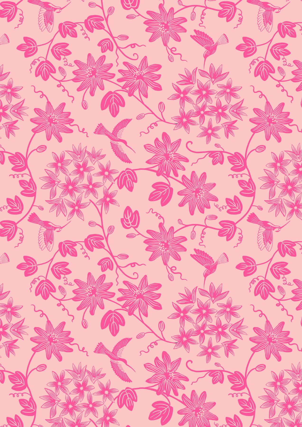 Hibiscus Hummingbird A595.2 pink birds and flowers on pink background fabric by Lewis and Irene Hibiscus Hummingbird A595.2 pink birds and flowers on pink background fabric by Lewis and Irene