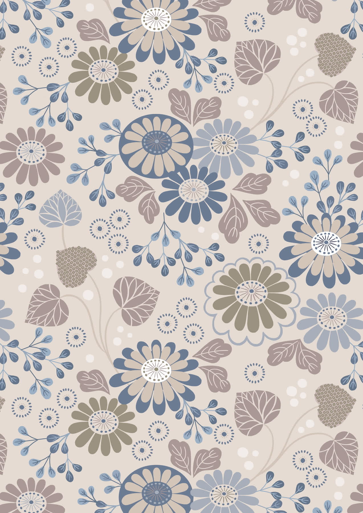 Shinrin Yoku A639.1 floral on warm natural by Lewis & Irene blue and beige flowers Shinrin Yoku A639.1 floral on warm natural by Lewis & Irene blue and beige flowers