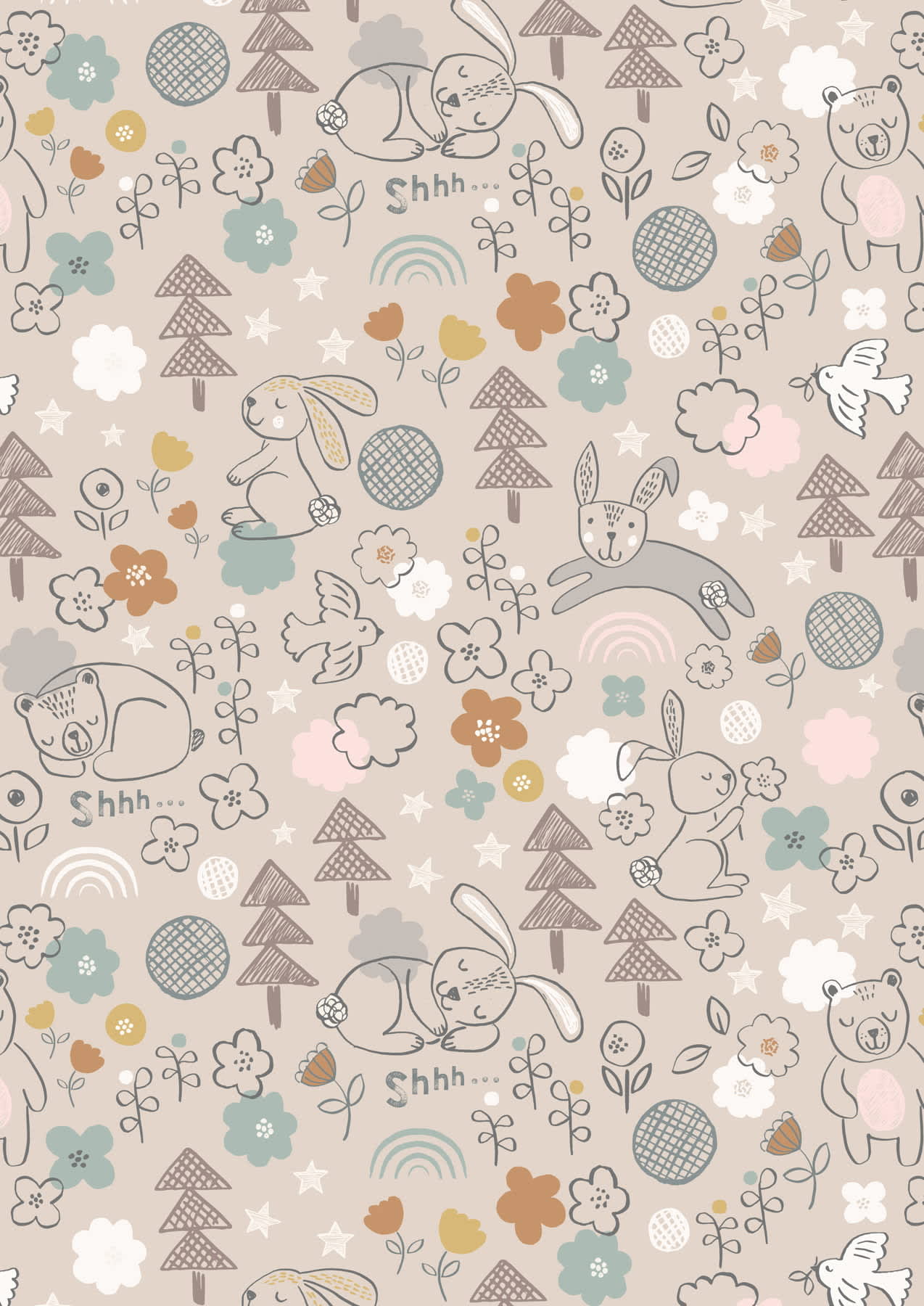 Bella Bunny & Bear A645.3 Natural by Lewis & Irene fabrics Bella Bunny & Bear A645.3 Natural by Lewis & Irene fabrics