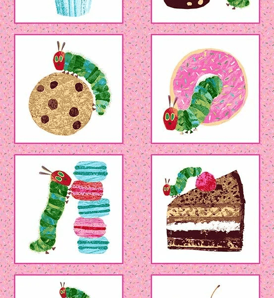 757E VHC Bake Shop Panel, Hungry Caterpillar Pink by Makower 757E VHC Bake Shop Panel, Hungry Caterpillar Pink by Makower
