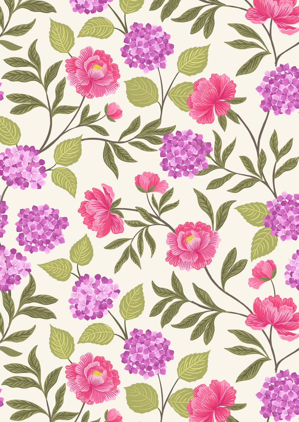 Love Blooms A521 C#1 Pink and purple flowers on white Lewis and Irene Love Blooms A521 C#1 Pink and purple flowers on white Lewis and Irene