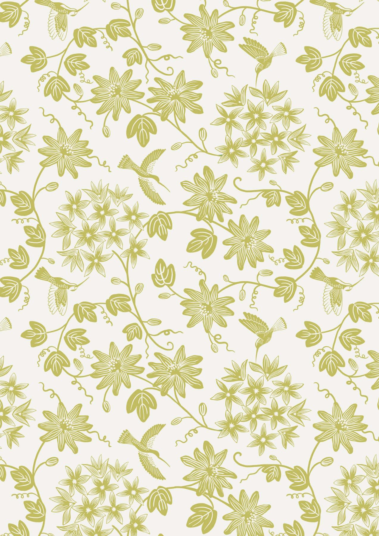 Hibiscus Hummingbird A594.3 green birds and flowers on cream background fabric by Lewis and Irene Hibiscus Hummingbird A594.3 green birds and flowers on cream background fabric by Lewis and Irene