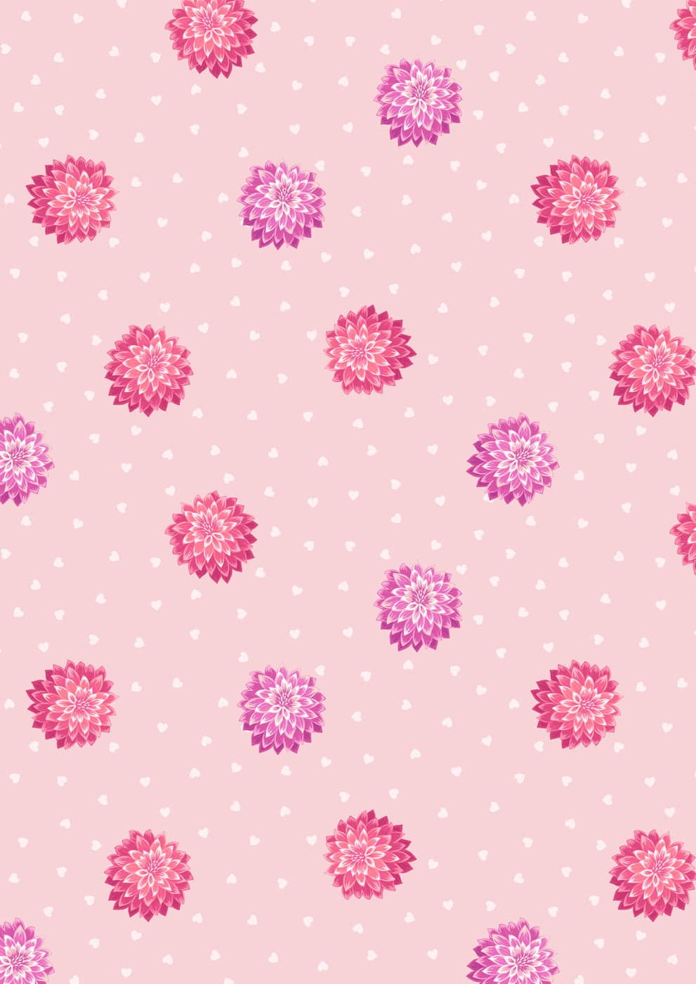 Love Blooms A524 C#1 Pink flowers and tiny white hearts on pink background Lewis and Irene Love Blooms A524 C#1 Pink flowers and tiny white hearts on pink background Lewis and Irene