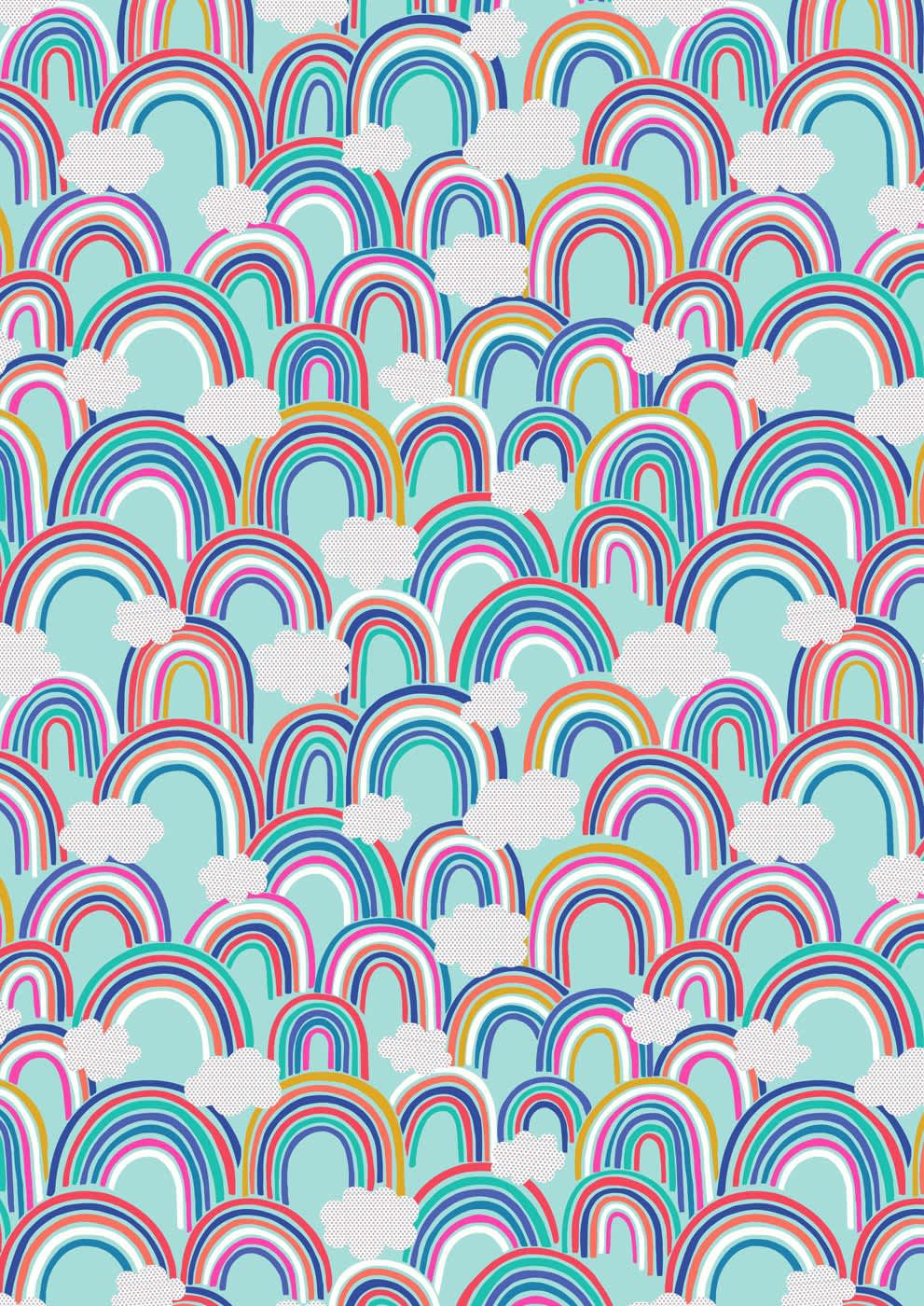 Over The Rainbow A441.4 All Over Rainbow on Turquoise by Lewis and Irene Over The Rainbow A441.4 All Over Rainbow on Turquoise by Lewis and Irene