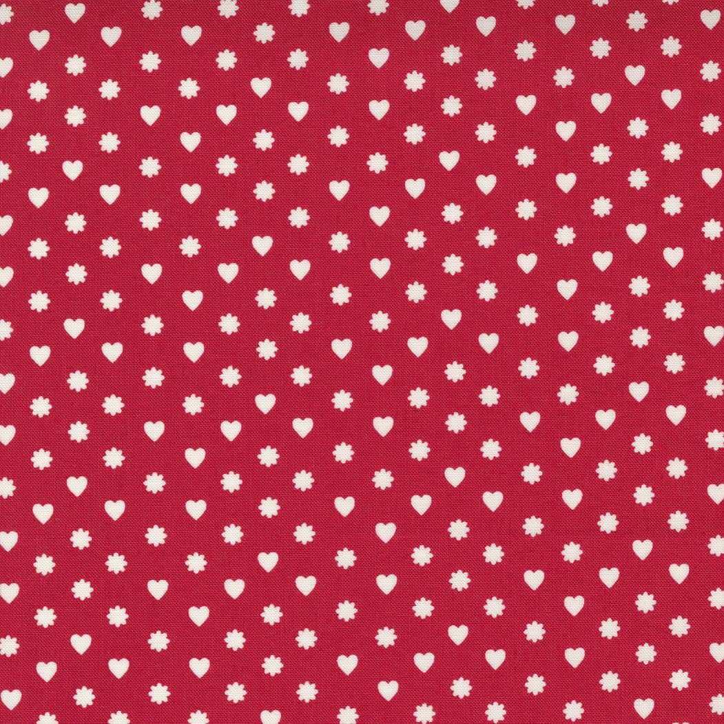 Love Lily 2411512 Hearts White on Red Moda fabrics Love Lily 2411512 Hearts White on Red Moda fabrics