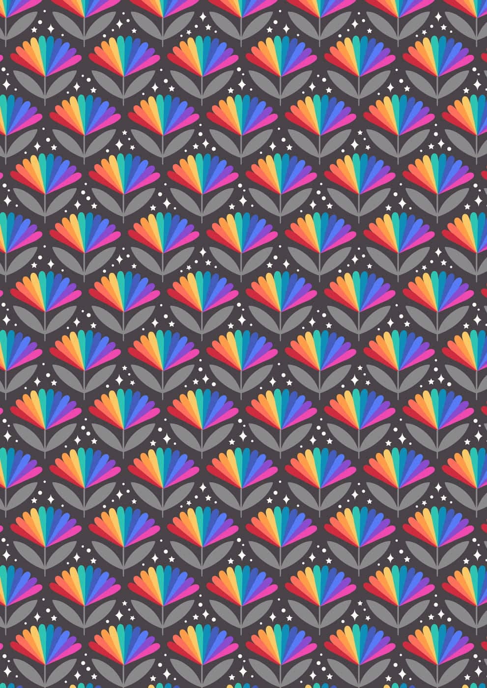 Over The Rainbow A577.3 Bright Rainbow Flower on Nearly Black by Lewis and Irene Over The Rainbow A577.3 Bright Rainbow Flower on Nearly Black by Lewis and Irene
