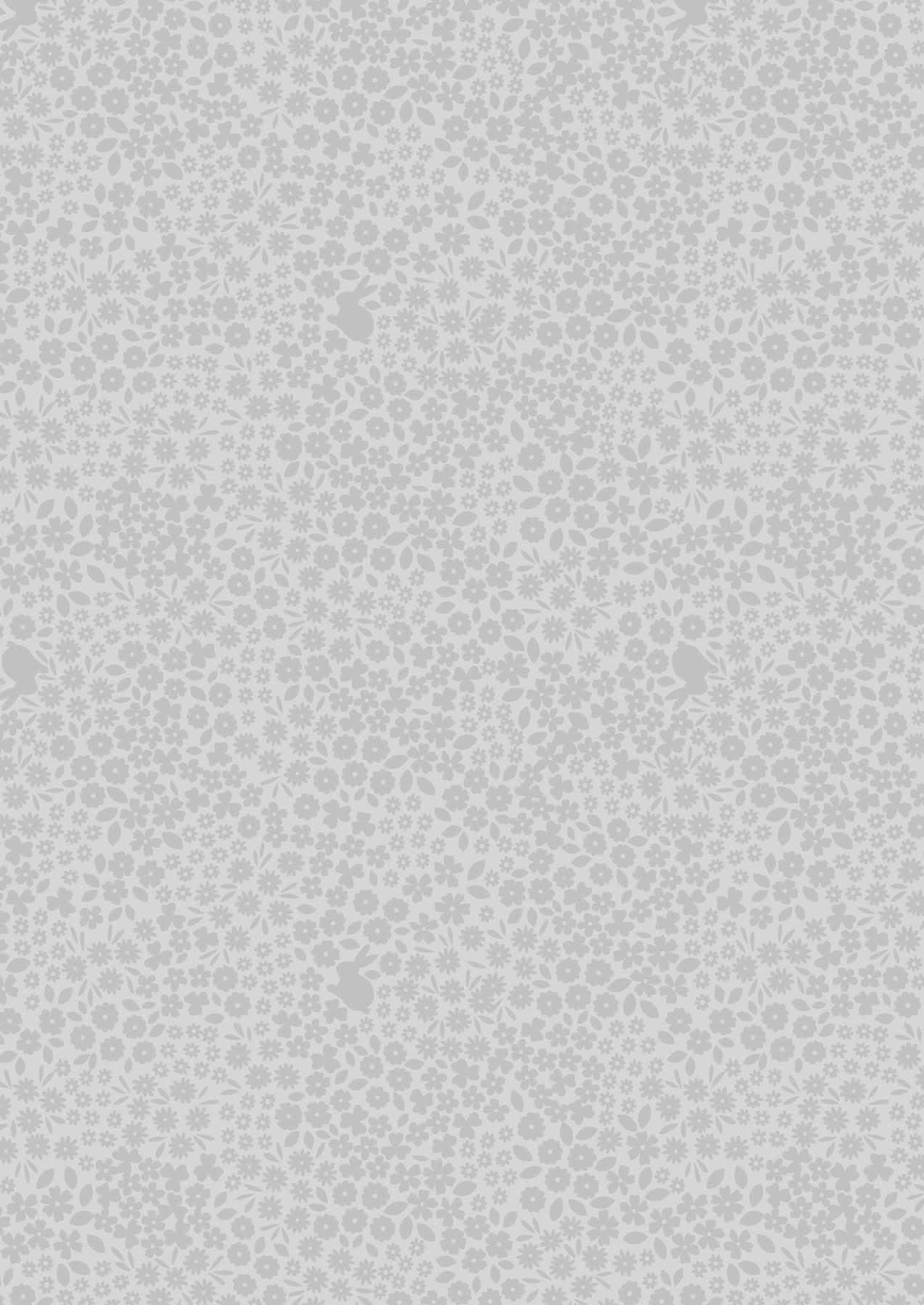 Tiny Tonals TT5.3 Grey on grey bunny and flowers fabric by Lewis & Irene Tiny Tonals TT5.3 Grey on grey bunny and flowers fabric by Lewis & Irene