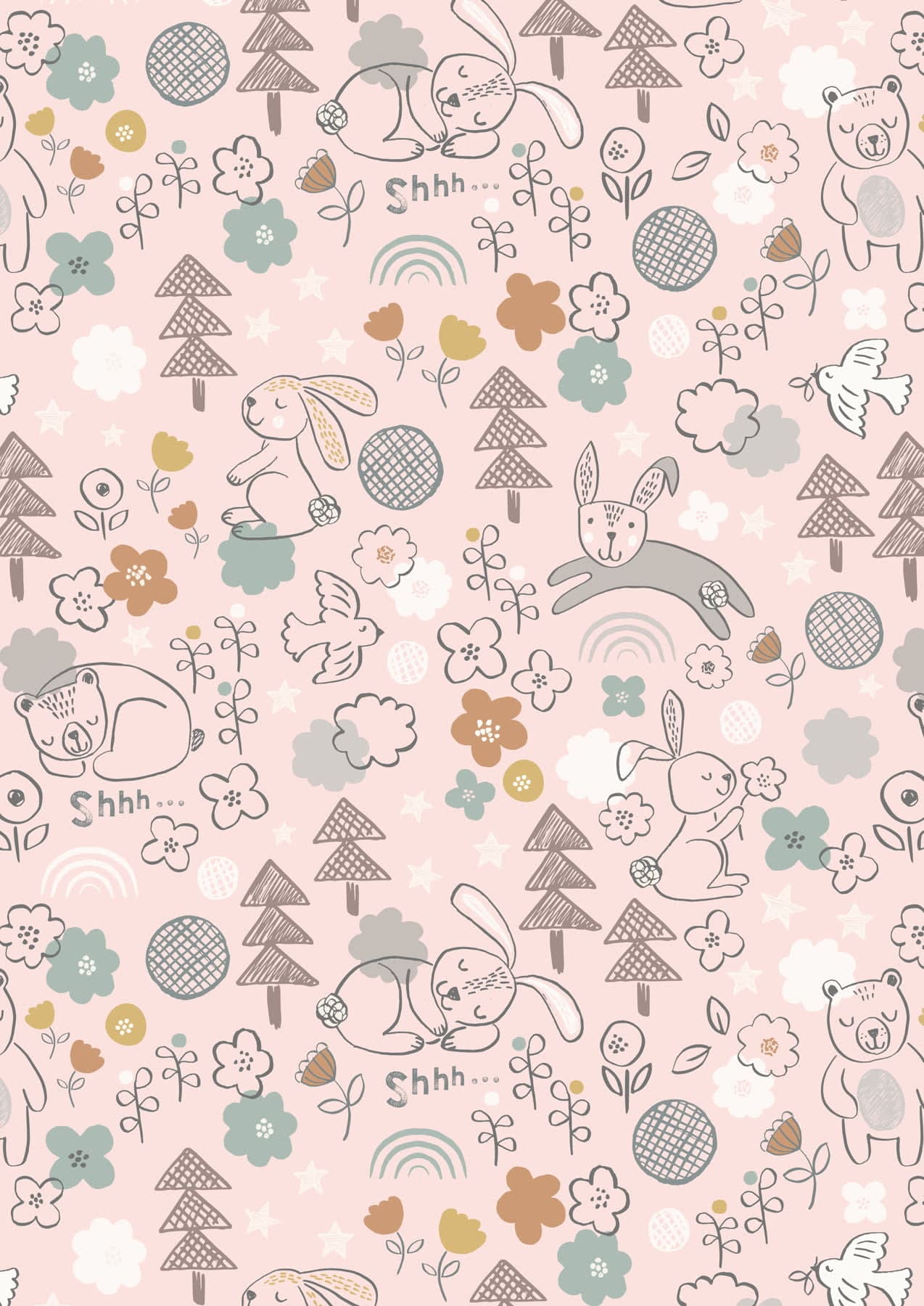Bella Bunny & Bear A645.2 Pink by Lewis & Irene fabrics Bella Bunny & Bear A645.2 Pink by Lewis & Irene fabrics