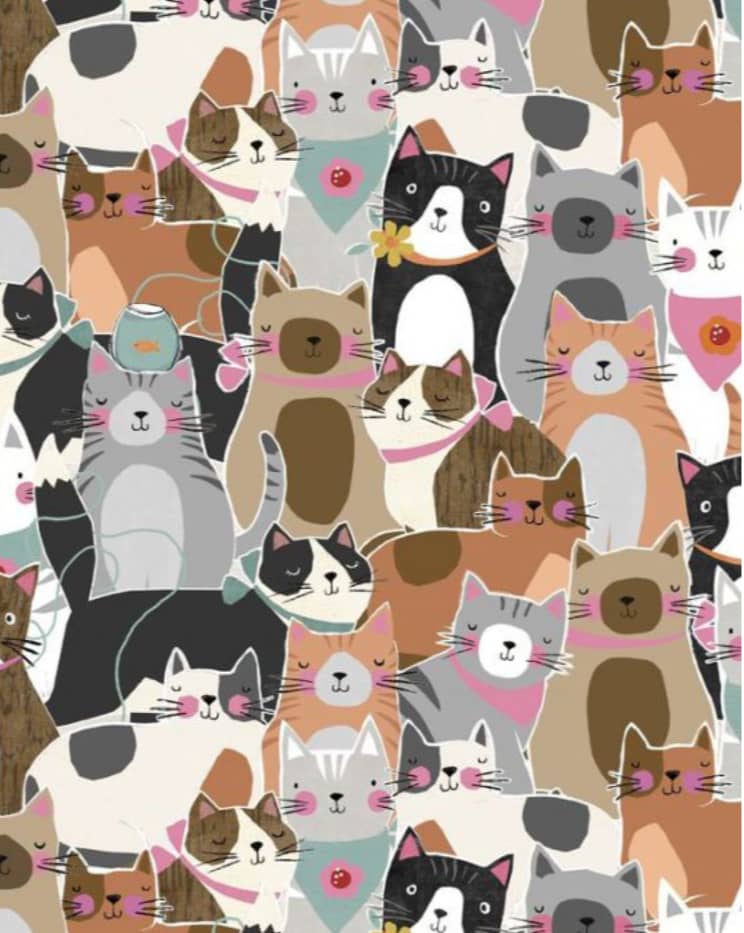 Purrfect Partners W-68559-897 Packed Cats multi by Wilmington Prints Purrfect Partners W-68559-897 Packed Cats multi by Wilmington Prints