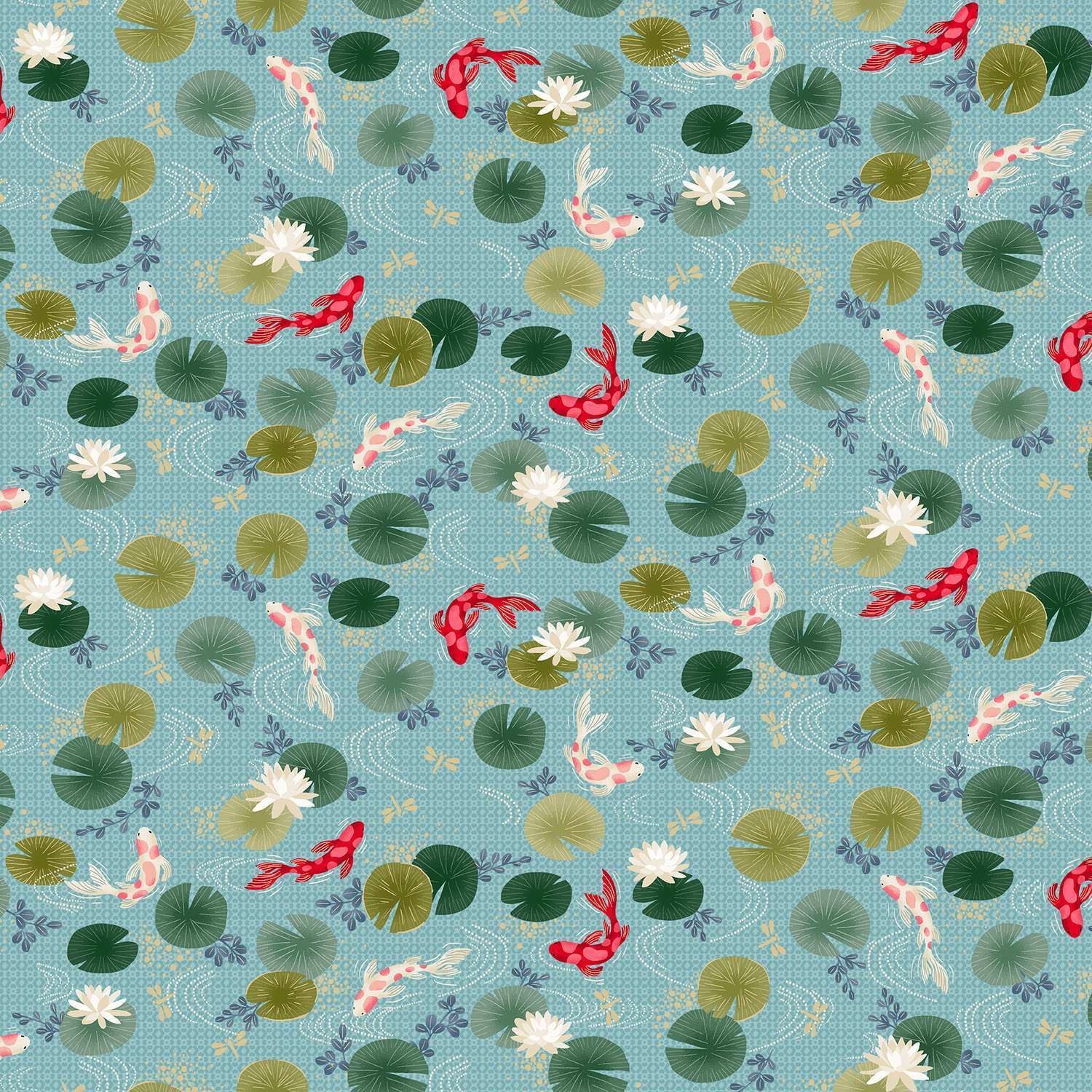 Kasumi 045B2 Koi Light Blue fabric by Makower Kasumi 045B2 Koi Light Blue fabric by Makower