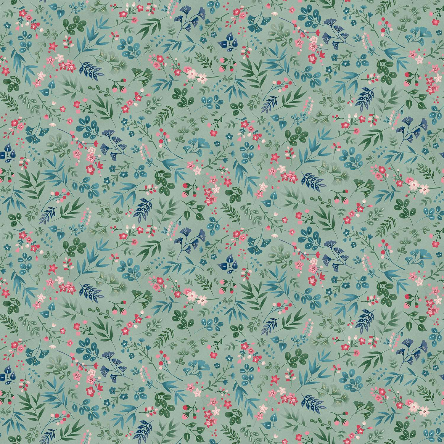 Kasumi 044T Cherry Blossom Teal fabric by Makower Kasumi 044T Cherry Blossom Teal fabric by Makower