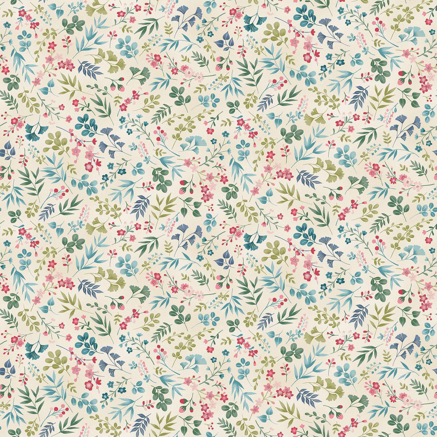 Kasumi 044Q Cherry Blossom Cream fabric by Makower Kasumi 044Q Cherry Blossom Cream fabric by Makower