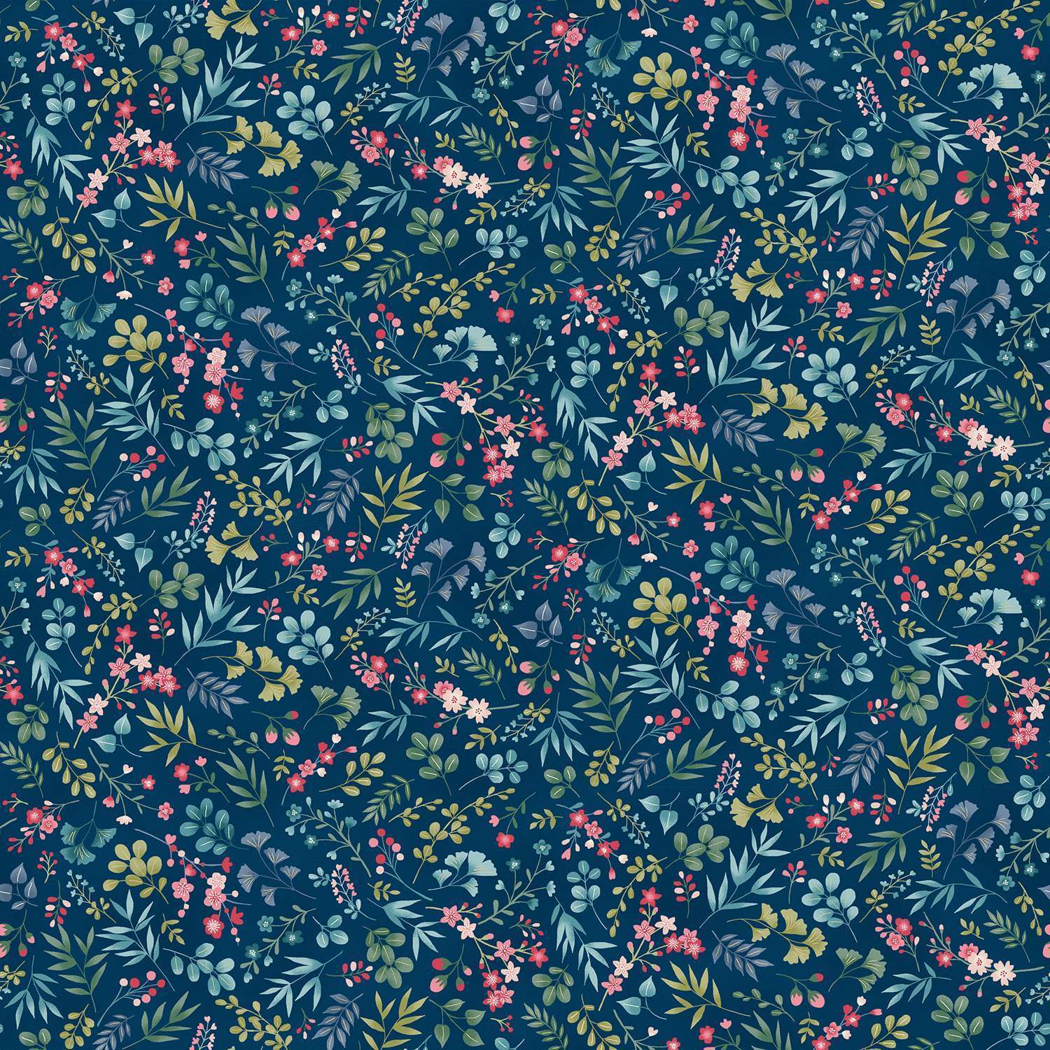 Kasumi 044B Cherry Blossom Indigo fabric by Makower Kasumi 044B Cherry Blossom Indigo fabric by Makower