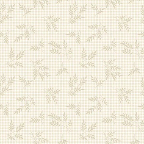 Wheat Gingham 2/001L Ivory by Makower beige small gingham with wheat sprigs Wheat Gingham 2/001L Ivory by Makower beige small gingham with wheat sprigs