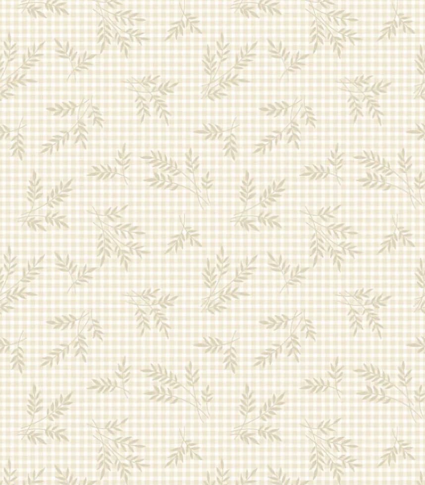 Wheat Gingham 2/001L Ivory by Makower beige small gingham with wheat sprigs Wheat Gingham 2/001L Ivory by Makower beige small gingham with wheat sprigs